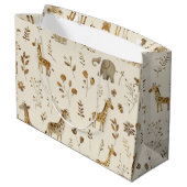 Grand Sac Cadeau Boho Blanc Beige Jungle Baby shower Animaux (Dos Angle)