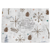 Grand Sac Cadeau Boho Branches & Cônes de Noël ID986 (Devant)