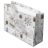 Grand Sac Cadeau Boho Branches & Cônes de Noël ID986 (Devant Angle)