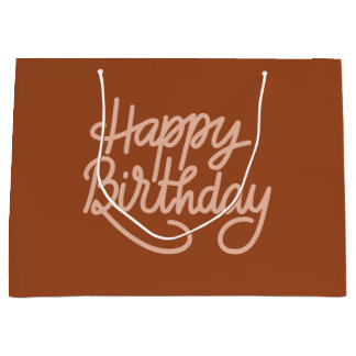 Grand Sac Cadeau Boho Été Brown Terracotta Branché Joyeux Anniversa