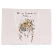 Grand Sac Cadeau Boho Flowers and Dreamcatcher - Anniversaire (Dos)