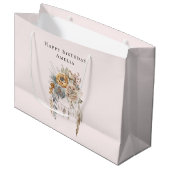 Grand Sac Cadeau Boho Flowers and Dreamcatcher - Anniversaire (Devant Angle)