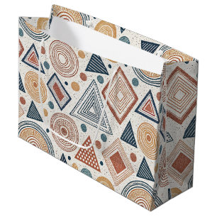 Grand Sac Cadeau Boho formes géométriques Abstraites Motif en terre