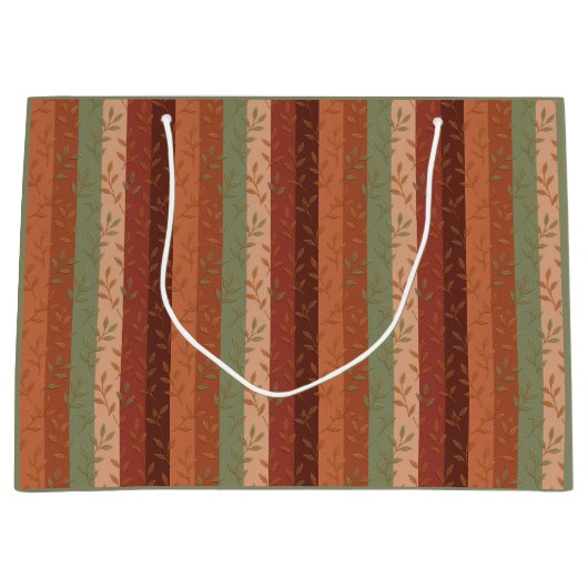 Grand Sac Cadeau Boho Leaf Motif Rustic Home Décor (Devant)