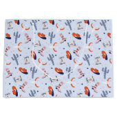 Grand Sac Cadeau Boho Noël Occidental - Bleu (Devant)