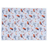 Grand Sac Cadeau Boho Noël Occidental - Bleu (Dos)