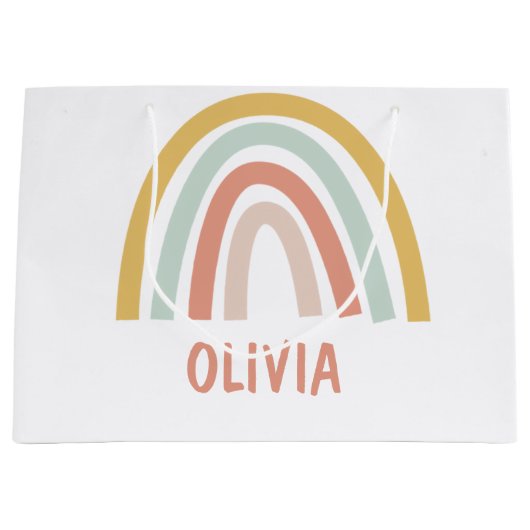 Grand Sac Cadeau Boho Rainbow Kids Personnalisé (Devant)