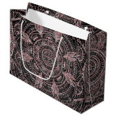 Grand Sac Cadeau Boho Rose Gold Grey Mandala Design élégant (Devant Angle)