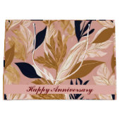 Grand Sac Cadeau Boho rose vif Feuilles Collection moderne (Devant)