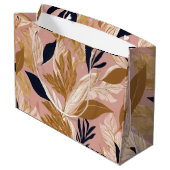 Grand Sac Cadeau Boho rose vif Feuilles Collection moderne (Dos Angle)