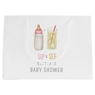 Grand Sac Cadeau Boire et Voir, Bienvenue Bébé Fille, Fête Nouveau 