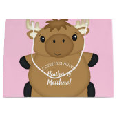 Grand Sac Cadeau Bois du Baby shower de l'orignal (Devant)