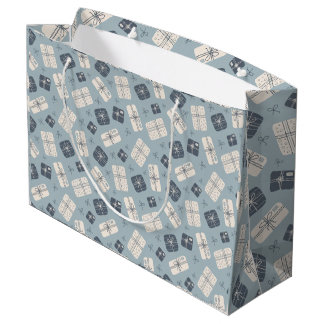 Grand Sac Cadeau Boîtes Cadeaux Cosy Motif Vectoriel Sans Couture