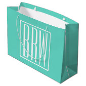 Grand Sac Cadeau Bold Modern | White on aqua (Dos Angle)