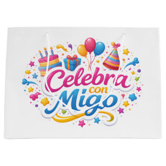 Grand Sac Cadeau Bolsa de Regalo con Diseño “Celebra Conmigo” | Emp