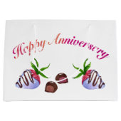 Grand Sac Cadeau Bon Anniversaire Chocolat fraises couvertes (Devant)
