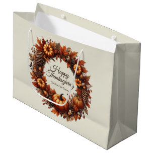 Grand Sac Cadeau Bon thanksgiving Automne Feuilles Wreath Company