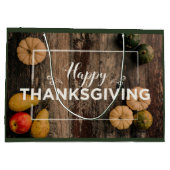 Grand Sac Cadeau Bon thanksgiving Gourds sur bois rustique (Dos)