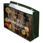 Grand Sac Cadeau Bon thanksgiving Gourds sur bois rustique (Dos Angle)