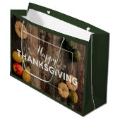 Grand Sac Cadeau Bon thanksgiving Gourds sur bois rustique (Devant Angle)