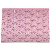 Grand Sac Cadeau Bonbon élégant 16 en rose et or (Devant)