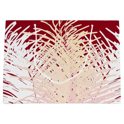 Grand Sac Cadeau bonbon rouge Pale Jaune Pêche Plumes blanches (Devant)