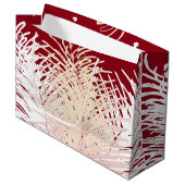 Grand Sac Cadeau bonbon rouge Pale Jaune Pêche Plumes blanches (Devant Angle)