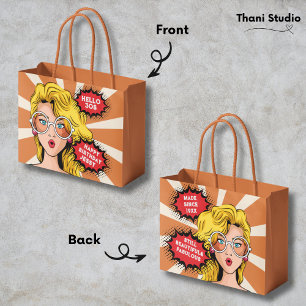 Grand Sac Cadeau Bonjour 30s Femme Vintage Retro 90s Fun Anniversai