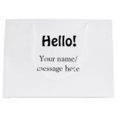 Grand Sac Cadeau Bonjour ajouter un message de nom simple minimum é (Devant)