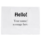 Grand Sac Cadeau Bonjour ajouter un message de nom simple minimum é (Dos)