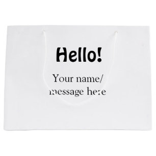 Grand Sac Cadeau Bonjour ajoutez un nom message simple minimaliste 