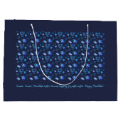 Grand Sac Cadeau Bonne fête Hanoukka belle décoration bleue (Dos)
