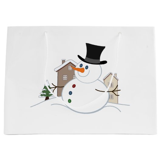 Grand Sac Cadeau Bonne illustration de Noël Snowman (Devant)