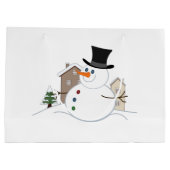 Grand Sac Cadeau Bonne illustration de Noël Snowman (Dos)