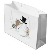 Grand Sac Cadeau Bonne illustration de Noël Snowman (Dos Angle)