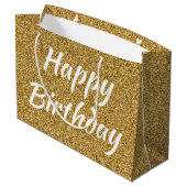 Grand Sac Cadeau Bonne Parties scintillant d'or Faux anniversaire (Dos Angle)
