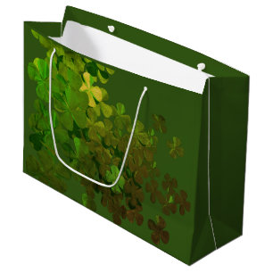 Grand Sac Cadeau Bonne Saint Patrick, shamrock irlandais