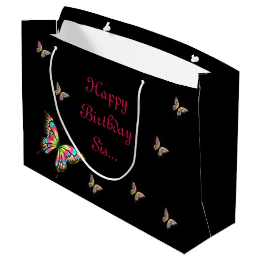 Grand Sac Cadeau Bonne soeur d'anniversaire (Dos Angle)