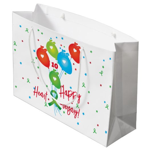 Grand Sac Cadeau Bonne transplantation de ballons cardiaques (Dos Angle)