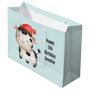 Grand Sac Cadeau Bonne vache dans un Casquette rouge mignon