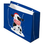 Grand Sac Cadeau Bonne Vache Holstein Dans La Neige De Noël (Devant Angle)