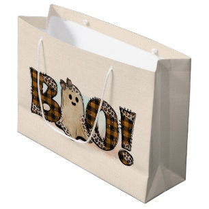 Grand Sac Cadeau Boo carreau Halloween