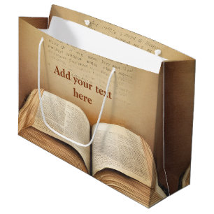 Grand Sac Cadeau Booklovers Livre vintage - ajouter un nom ou un te