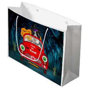 Grand Sac Cadeau Border Collie Chien Conduisant une Voiture Épouvan