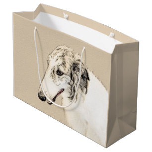 Grand Sac Cadeau Borzoi (Brindle d'argent) Peinture originale de ch