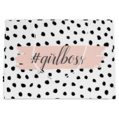 Grand Sac Cadeau Boss et points noirs Pastel Rose moderne (Devant)