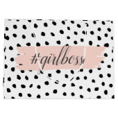 Grand Sac Cadeau Boss et points noirs Pastel Rose moderne (Dos)