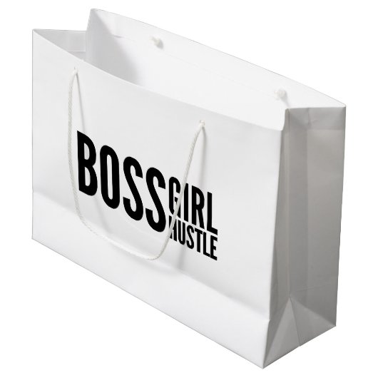 Grand Sac Cadeau Boss girl Hustle, Boss girls autonomisation slogan (Devant Angle)