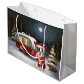 Grand Sac Cadeau Boston Terrier Caravan Christmas Adventure (Dos Angle)