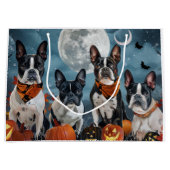 Grand Sac Cadeau boston terrier Halloween Éffrayant (Devant)